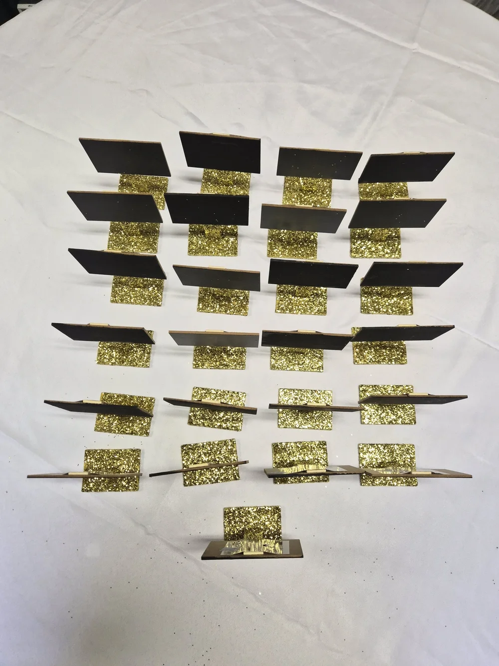 Gold Glitter Tabel Number Black Signs - Party Table Decor